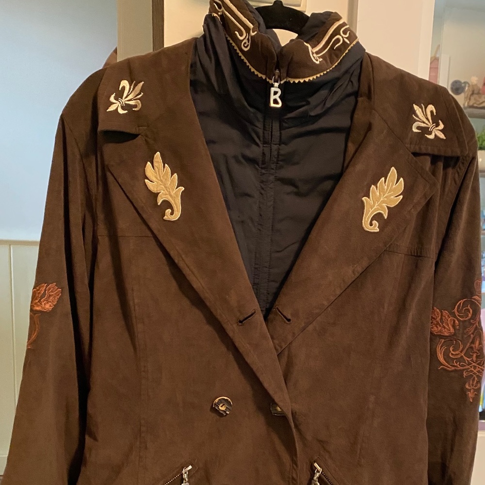 Vtg Apres Ski Bogner jacket Brown embroidered